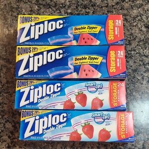 Lot of 4 Ziploc Storage Bags Variety Pack total 96 bags NWT double zipper smart